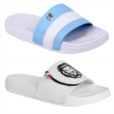 Foot Print Men Slides(Multicolor , 7)