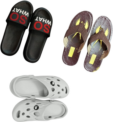 BLIBBERS Men Slippers(Black, Brown, Off White , 7)