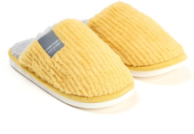 DRUNKEN Women Home Indoor Flip Flops Chappals Clogs Slides Floor Winter Slippers(Yellow , 5)