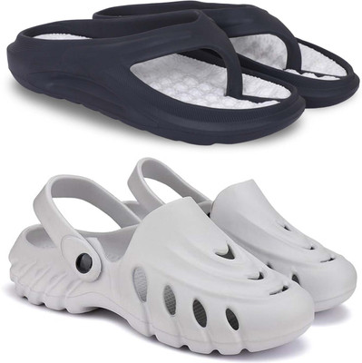 Pampy Angel Men Slippers(Black, Grey , 6)