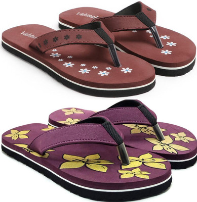 VAHMAH Women Slippers(Maroon, Purple , 5)