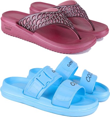 BERSACHE Women Slippers(Maroon, Blue, Pink 4)
