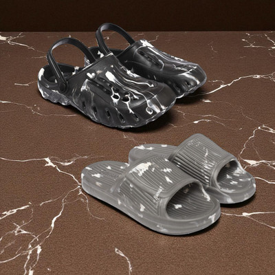 Acorn Men Slides(Black, Grey , 7)
