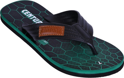 CENTURY Men Flip Flops(Green, Black , 5)