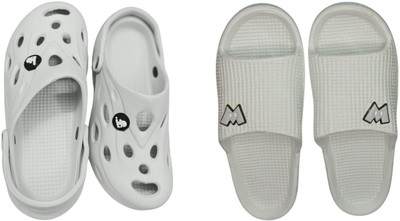 BLIBBERS Men Slides(Off White, Grey , 8)