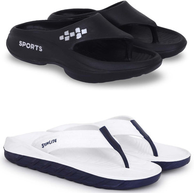Pampy Angel Men Slippers(Black, White , 9)