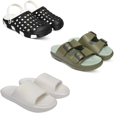 Acorn Men Slides(Black, Olive, White , 8)