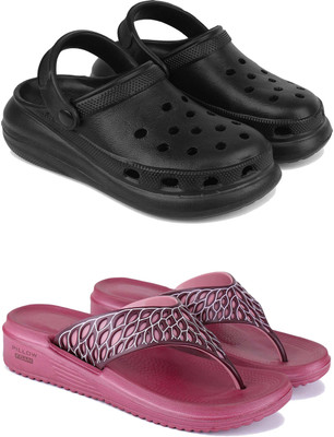 Pennen Women Flip Flops(Maroon, Black , 6)