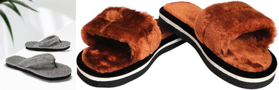 rexizone Women Slides(Grey, Brown , 5)