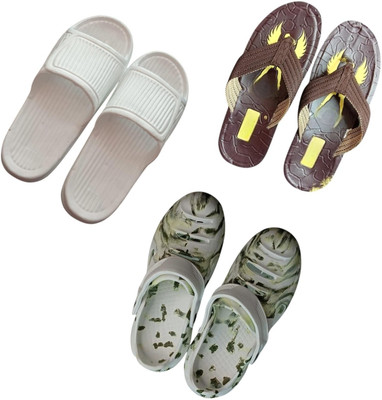BLIBBERS Men Slippers(White, Brown, Multicolor , 8)
