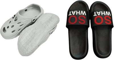 BLIBBERS Men Slides(Off White, Black , 9)