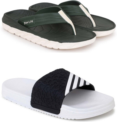 Kapani Fashion Men Slippers(Green, White , 7)
