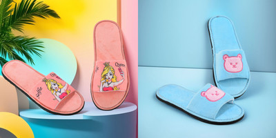 Y key Women Flip Flops(Blue, Pink , 7)