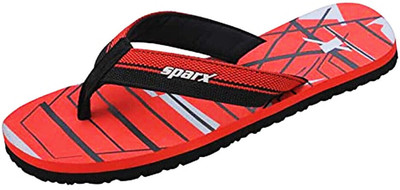 Sparx Men Flip Flops(Black, Red , 7)