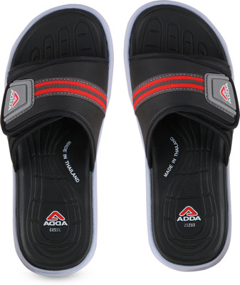 Adda Men Slides(Black, Red , 8)