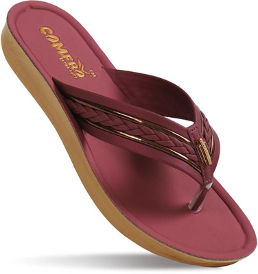 Comfro Women PU Flats Slipper with Cushioned Insole, Anti-skid, Regular, Casual Women Flats(Pink , 5)