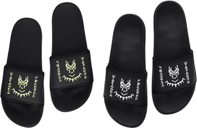 Digimahadev Men Flip Flops(Black , 8)