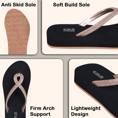 kOWUS Women Slippers(Pink , 6)