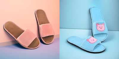 Y key Women Flip Flops(Pink, Blue , 7)