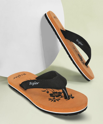 BIZLER Women Soft Ortho Slippers | Lightweight, Non-Slip & Stylish Daily Wear Flip Flops(Brown , 6)