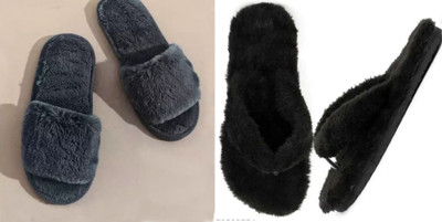 rexizone Women Slides(Black, Black , 6)