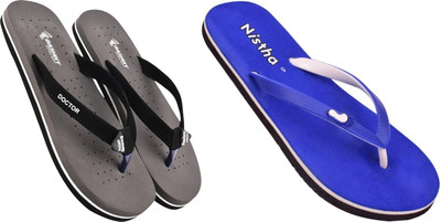 DASHNY Women Flip Flops(Purple, Blue , 5)