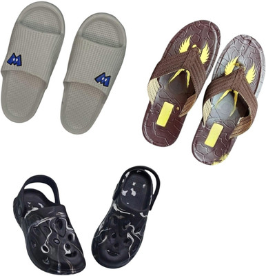 BLIBBERS Men Slippers(Grey, Brown, Black , 9)