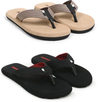 SOSU Men Sosu 2 Pair Comfortable|Ultra-Light|Stylish and Trendy|Flip Flops for Men Flip Flops(Beige, Black , 6)