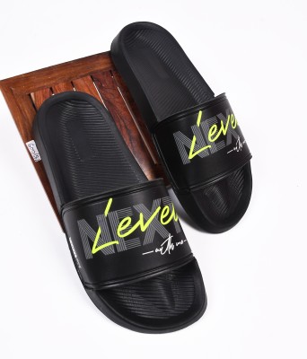 CLOSHO Men Slides(Black, White, Green , 7)