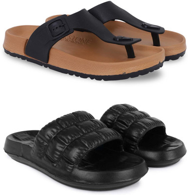 Pampy Angel Men Slippers(Beige, Black , 6)