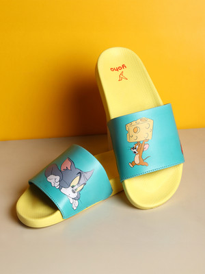 yoho Women Slides(Green, Yellow , 4)