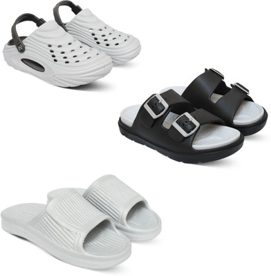 Acorn Men Slides(White, Grey, White , 8)