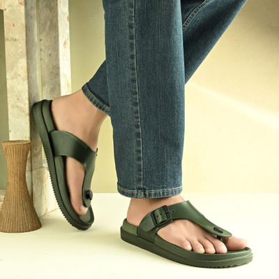 slipover Men Flip Flops(Olive , 9)