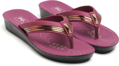 RRIDDERS Women Flip Flops(Maroon , 7)