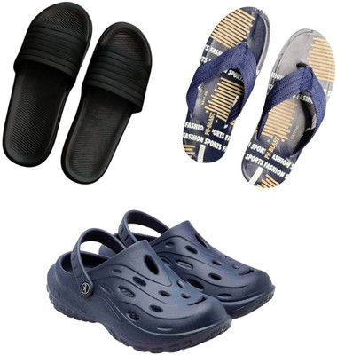 BLIBBERS Men Slippers(Black, Blue, Navy , 9)