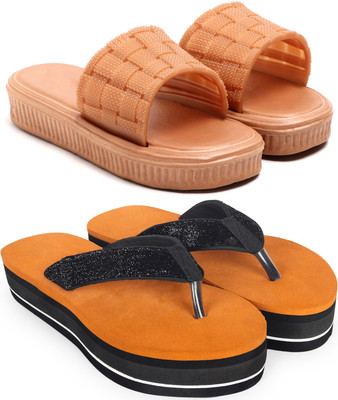 Skytrap Women Slides(Brown , 7)