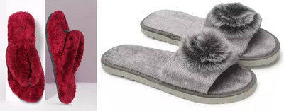 rexizone Women Flip Flops(Red, Grey , 4)