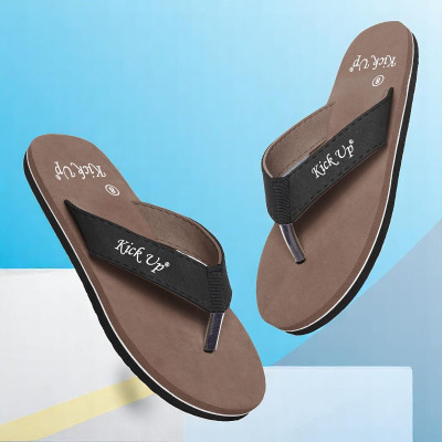 Kick up Men Slippers(Brown , 7)