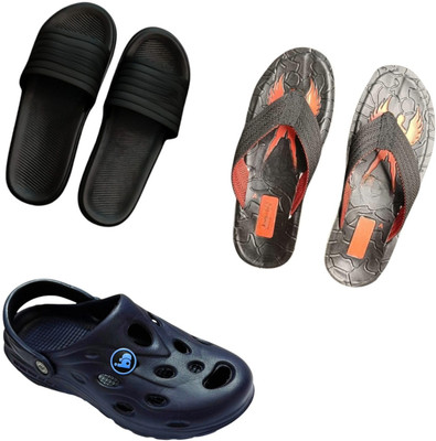 BLIBBERS Men Slippers(Black, Black, Blue , 7)