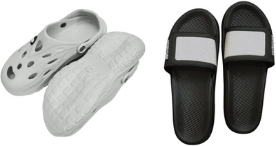 BLIBBERS Men Slides(Off White, Black , 7)