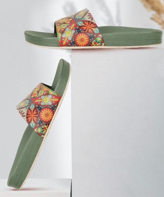 Bata Women Slides(Olive , 6)