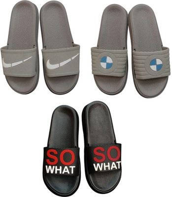 BLIBBERS Men Slides(Grey, Grey, Black , 9)