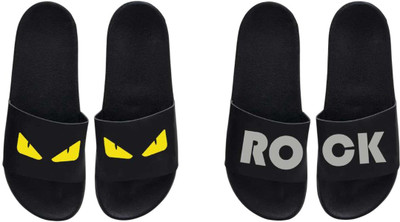 nvisan Men Slides(Yellow, Grey , 10)
