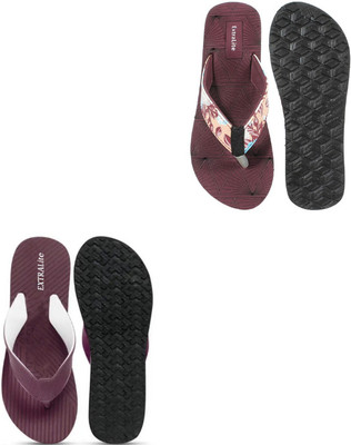 ExtraLite Women Flip Flops(Maroon , 7)
