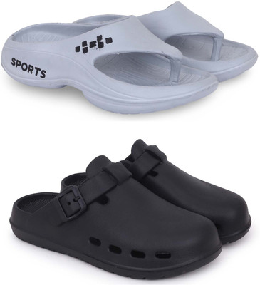 Pampy Angel Men Slippers(Grey, Black , 8)
