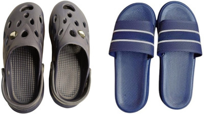 BLIBBERS Men Slides(Black, Blue , 7)