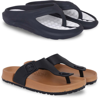 Pampy Angel Men Slippers(Black, Beige , 6)