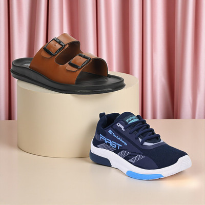 RIFOF Men Flip Flops(Brown, Blue , 10)