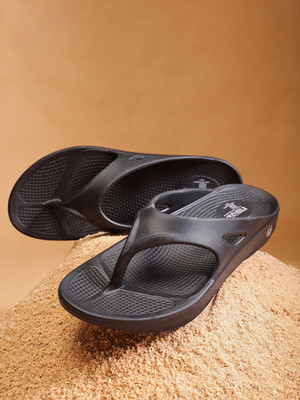 Neoz Men Levirex Lightweight with Arch Support Durable Anti-Skid & Stylish Dailywear| Flip Flops(Black , 10)