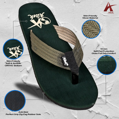 Altek Men Flip Flops(Green , 9)